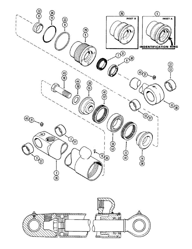 Схема запчастей Case 33 - (280) - G34293 LOGGING FORK GRAPPLE CYLINDER, 2-1/2" DIA. CYLINDER W/9"STROKE W/GLAND ID RING 