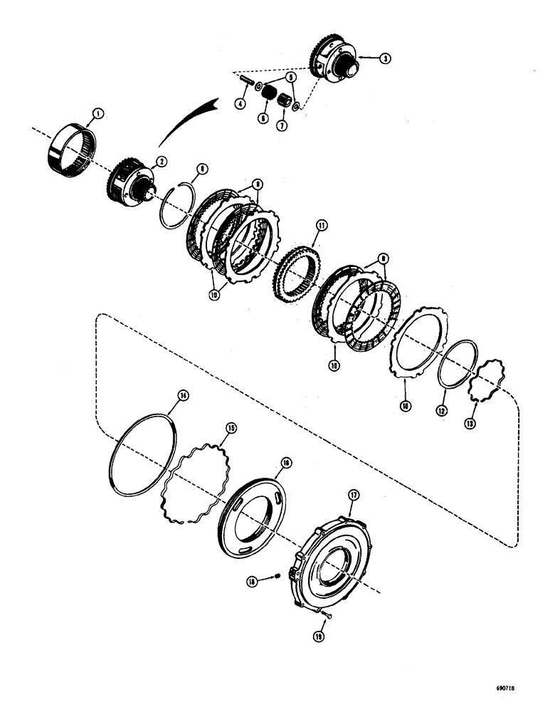 Схема запчастей Case W20 - (108) - L46456 TRANS. FORWARD CLUTCH AND PLANETARY BEFORE TRANSMISSION S.N. 35042 (06) - POWER TRAIN