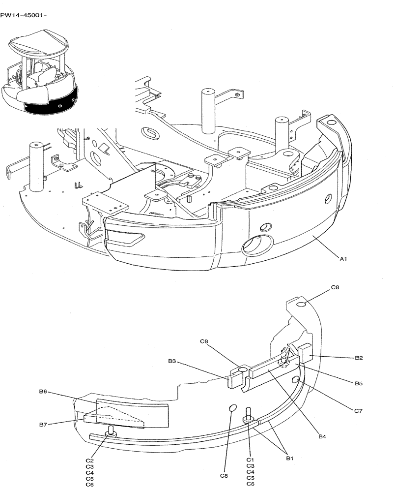 Схема запчастей Case CX31B - (01-004) - COUNTERWEIGHT INSTAL (39) - FRAMES AND BALLASTING