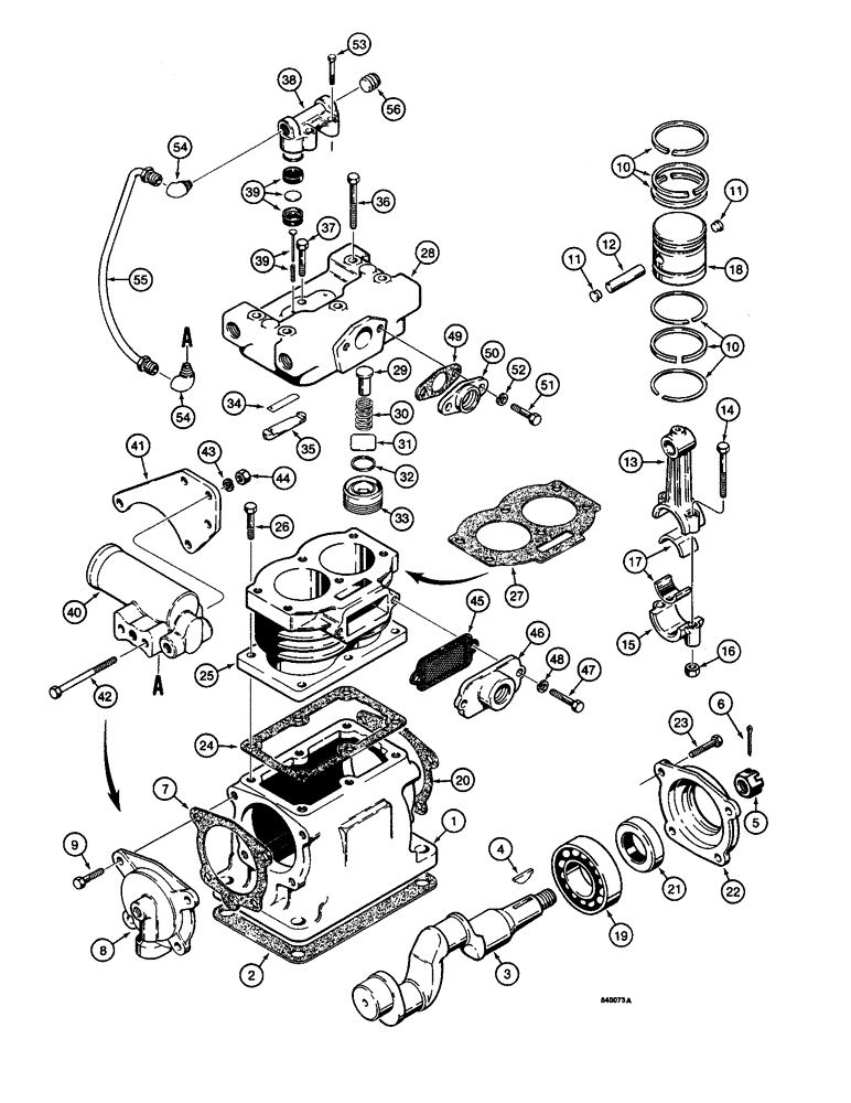 Схема запчастей Case W14 - (380) - BRAKE SYSTEM, L112909 AIR COMPRESSOR - WATER COOLED (07) - BRAKES