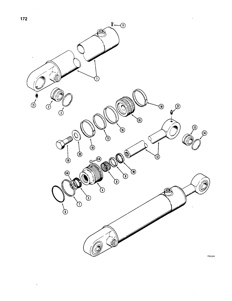 Схема запчастей Case W20 - (172) - G101274 AND G101275 STEERING CYLINDERS, GLAND OR TUBE IS STAMPED WITH CYLINDER PART NUMBER (05) - STEERING