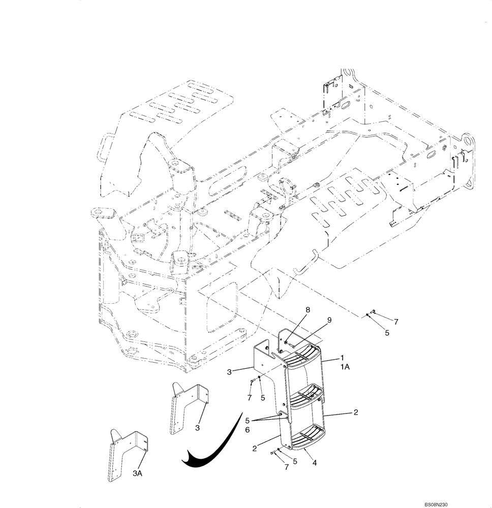 Схема запчастей Case 621E - (09-36) - STEPS - LEFT - 3 STEP (09) - CHASSIS