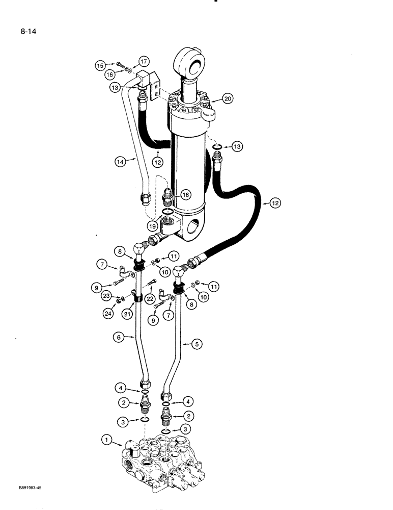 Схема запчастей Case 821 - (8-014) - HYDRAULIC CIRCUIT, LOADER BUCKET (08) - HYDRAULICS