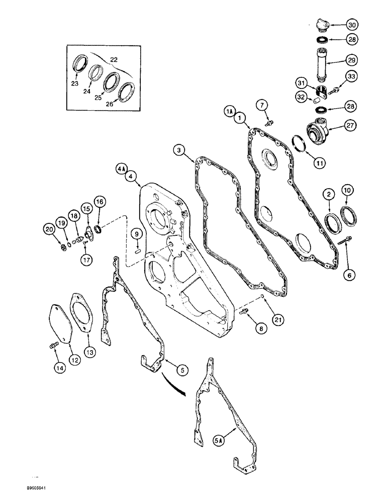 Схема запчастей Case 821B - (2-18) - FRONT GEAR COVER, 6T-830 ENGINE, PRIOR TO P.I.N. JEE0050601 (02) - ENGINE