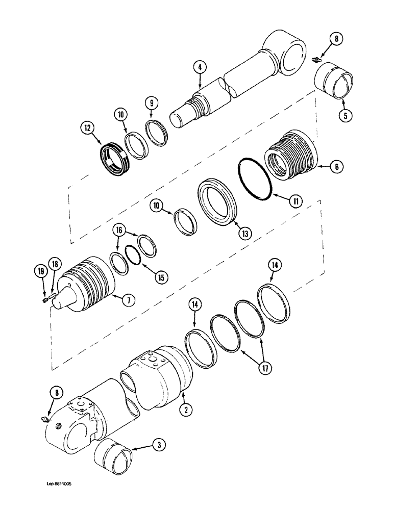 Схема запчастей Case 1088 - (8G-26) - ARM CYLINDER, P.I.N. FROM 19801 TO XXXXX (08) - HYDRAULICS