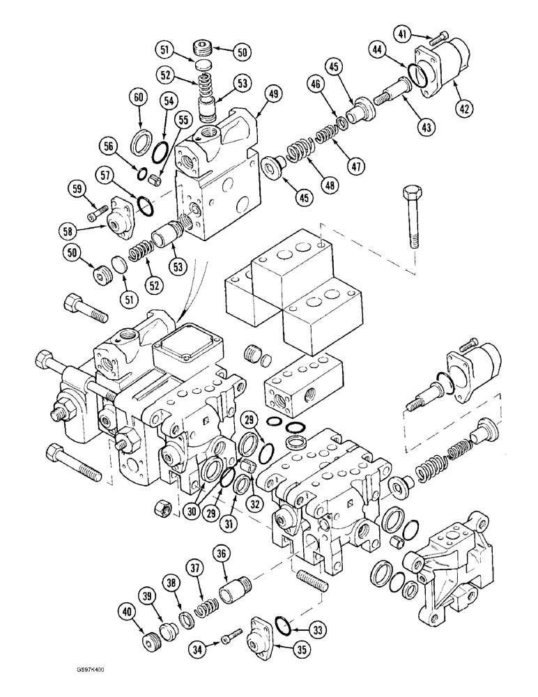 Схема запчастей Case 170C - (8-102) - ATTACHMENT CONTROL VALVE, BOOM, ARM, TOOL AND PARALLEL ARM SECTION (08) - HYDRAULICS