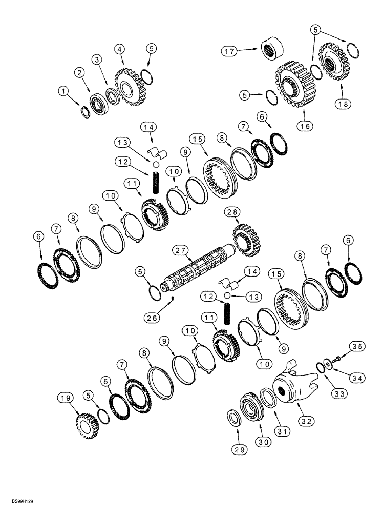 Схема запчастей Case 580SL - (6-050) - CARRARO TRANSMISSION ASSY, SECONDARY SHAFT, 2 OR 4 WHEEL DRIVE, MODELS W/OUT POWERSHIFT TRANSMISSION (06) - POWER TRAIN