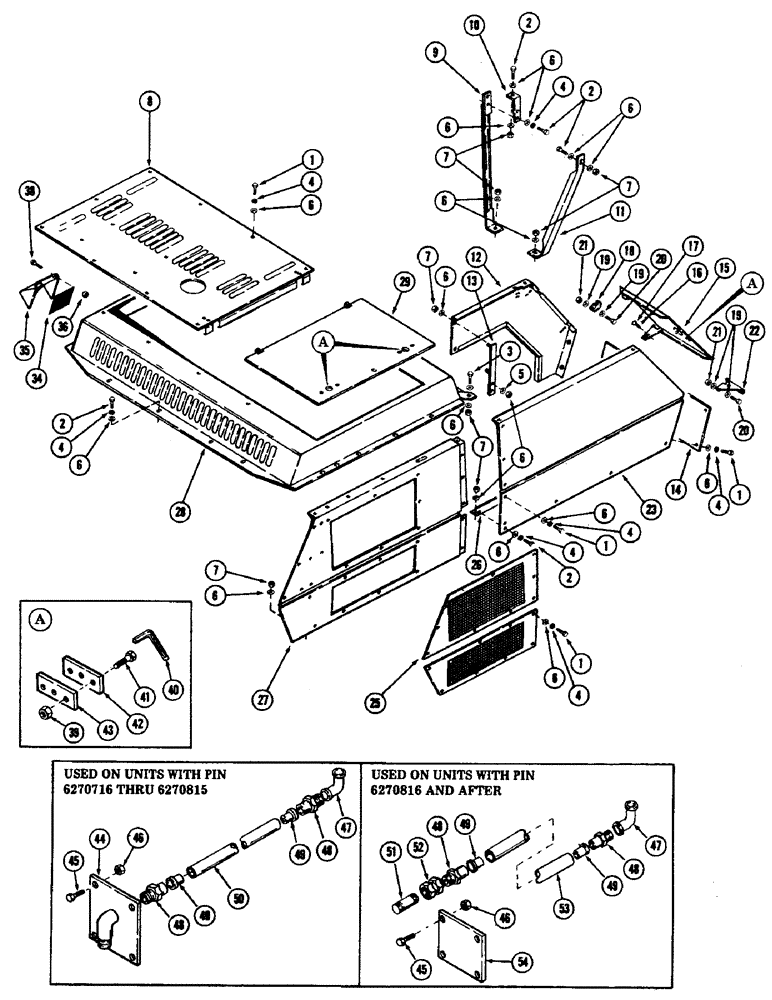 Схема запчастей Case 40 - (114) - TURNTABLE SHROUDING, (TOP AND RIGHT SIDE) (90) - PLATFORM, CAB, BODYWORK AND DECALS