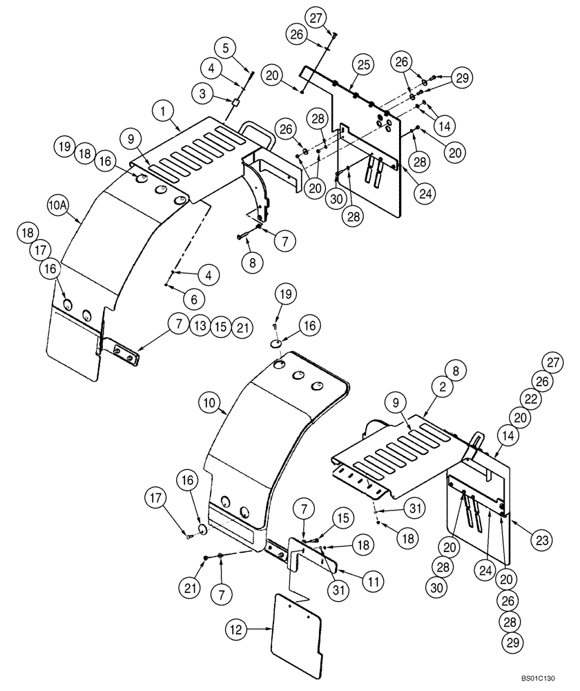 Схема запчастей Case 621D - (09-20) - FENDERS, REAR- WIDE - IF USED (09) - CHASSIS