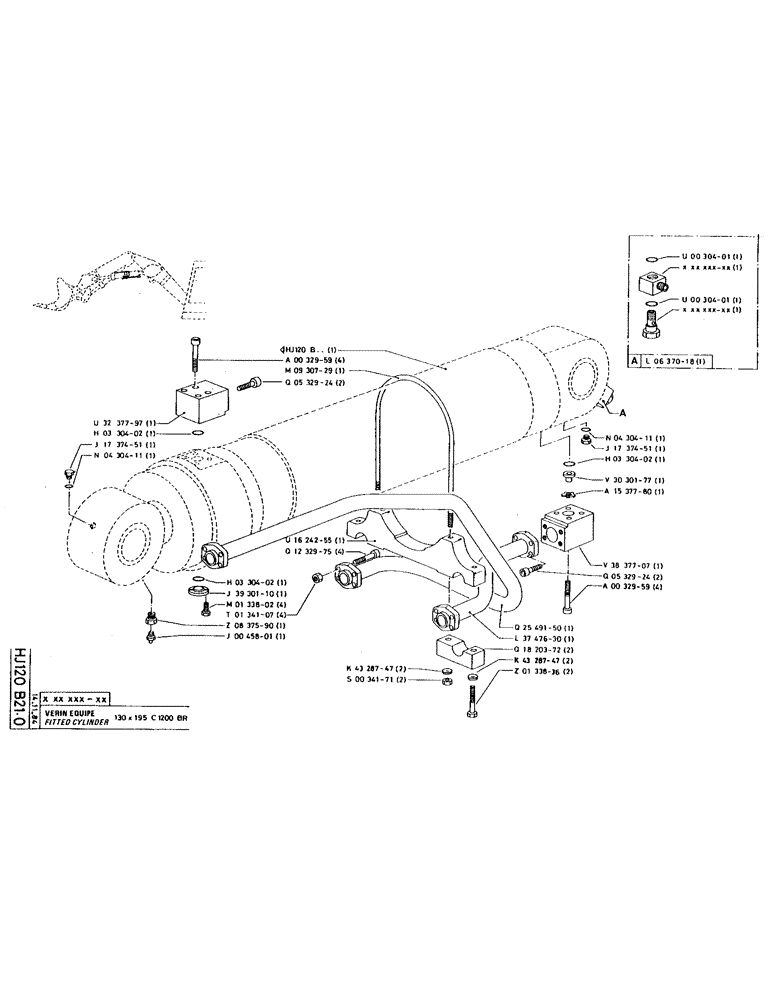 Схема запчастей Case 220 - (159) - FITTED CYLINDER (07) - HYDRAULIC SYSTEM