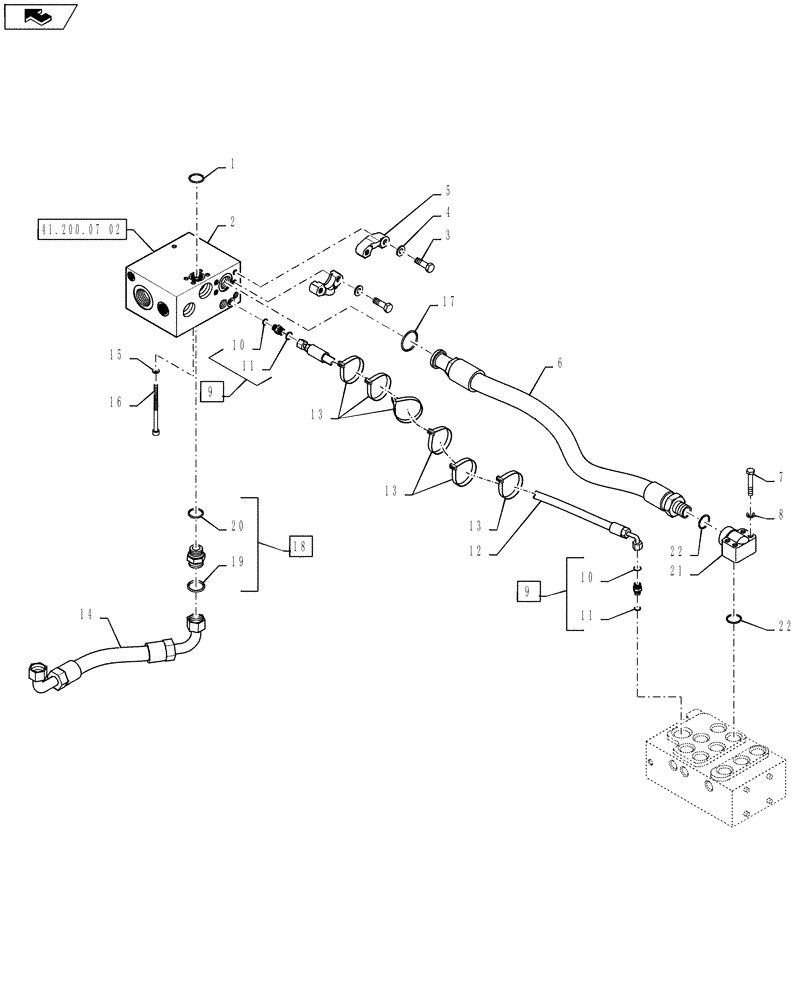 Схема запчастей Case 921F - (41.200.09[01]) - PRIORITY PUMP INSTALLATIOM 921F (41) - STEERING