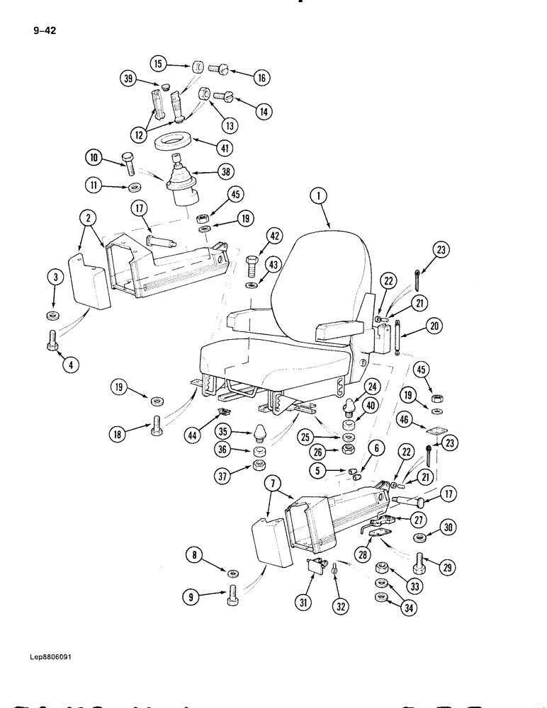 Схема запчастей Case 888 - (9-042) - HAND CONTROL VALVE CONSOLES, P.I.N. FROM 74233 AND AFTER (09) - CHASSIS