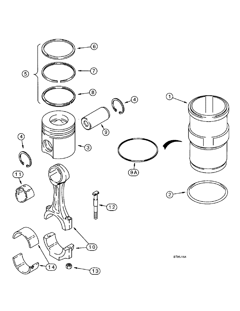 Схема запчастей Case 9040B - (2-88) - PISTON AND SLEEVE, 6T-830 ENGINE, PRIOR TO P.I.N. DAC04#2001 (02) - ENGINE