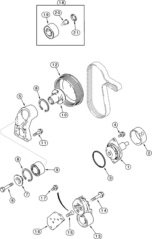 Схема запчастей Case 6030 - (02-07) - WATER PUMP SYSTEM 6T-590 EPA TIER 1 EMISSIONS CERTIFIED ENGINE (02) - ENGINE