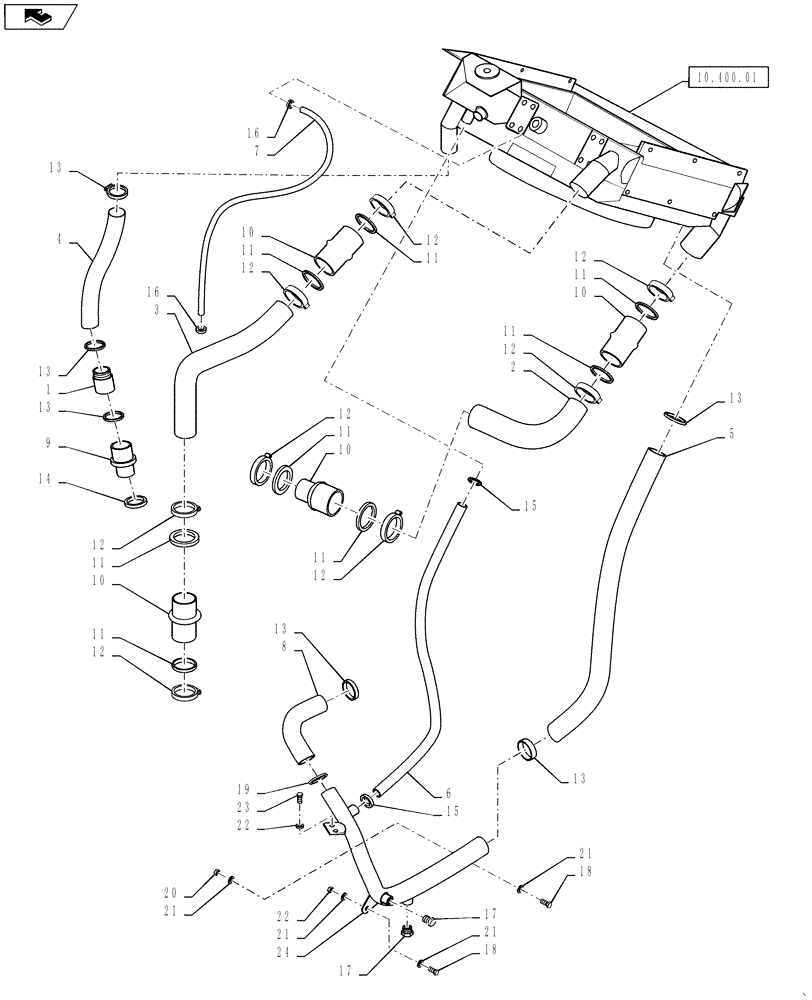 Схема запчастей Case DV207 - (10.400.02) - RADIATOR HOSE (10) - ENGINE