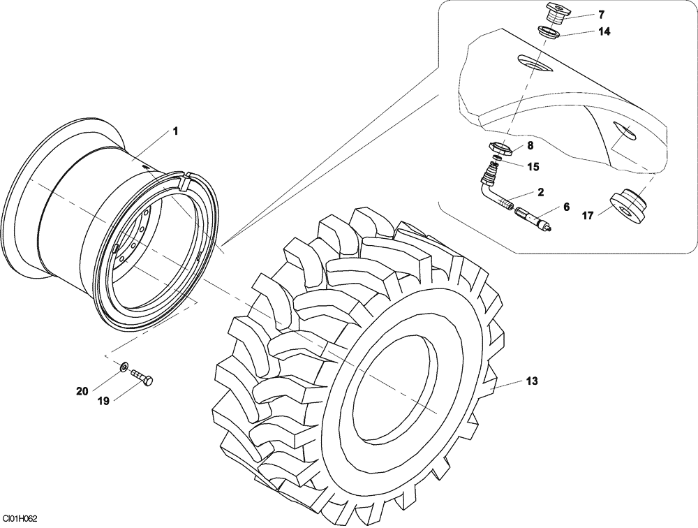 Схема запчастей Case SV228 - (07-004-00[01]) - REAR WHEELS (03) - TRANSMISSION