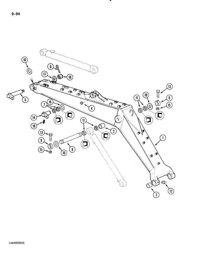 Схема запчастей Case 888 - (9-094) - BOOM AND CYLINDER MOUNTING PINS, P.I.N. FROM 15262 AND AFTER (09) - CHASSIS