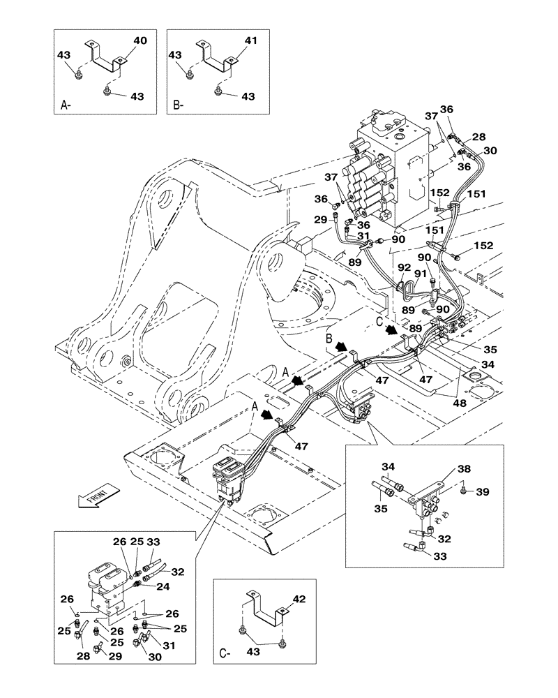 Схема запчастей Case CX250C - (08-024[00]) - HYDRAULIC CIRCUIT - TRAVEL PILOT - WITHOUT SAFETY VALVE (08) - HYDRAULICS