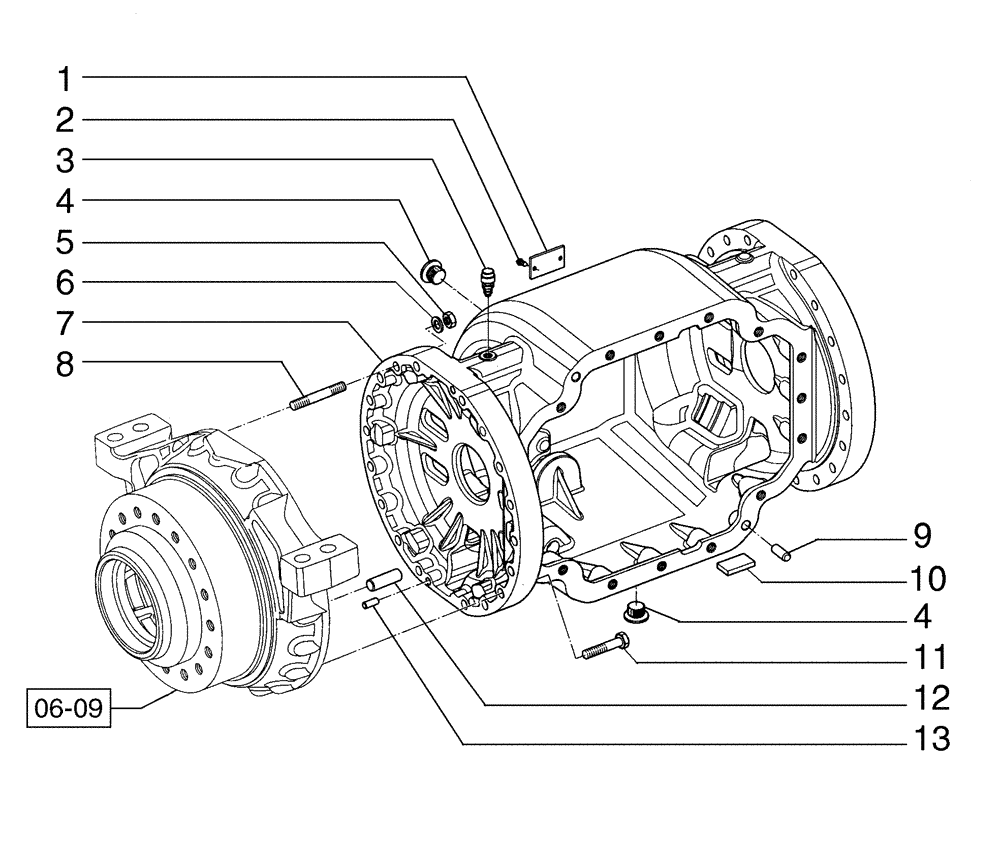 Схема запчастей Case 865B AWD - (06-19[01]) - REAR AXLE HOUSING (06) - POWER TRAIN