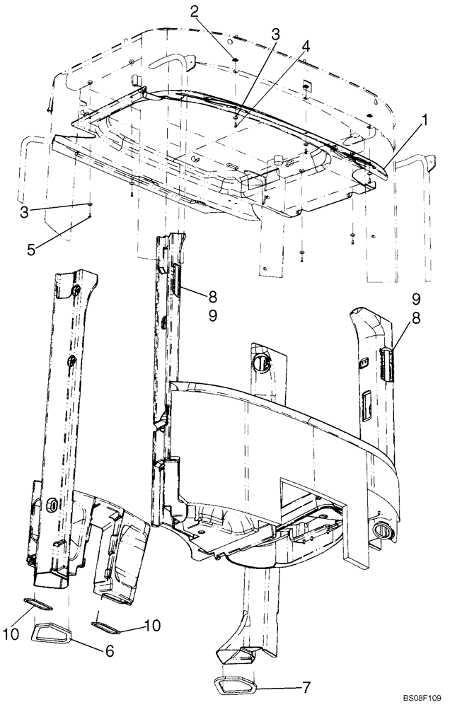 Схема запчастей Case 521F - (90.160.03[03]) - CAB INTERIOR TRIM, ROOF (90) - PLATFORM, CAB, BODYWORK AND DECALS