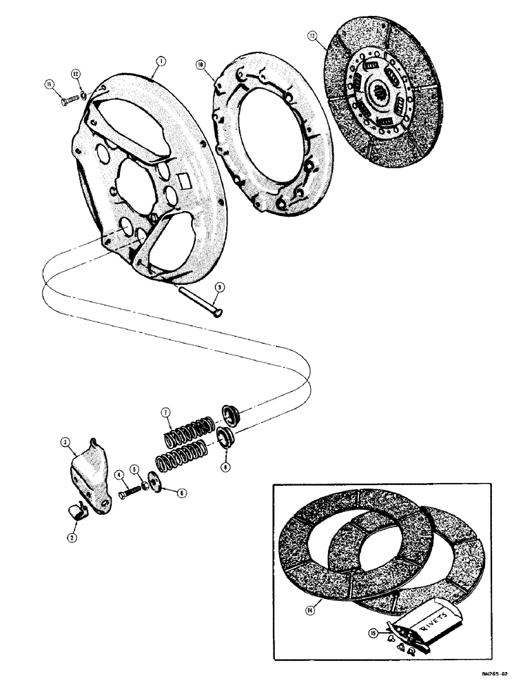 Схема запчастей Case 420C - (104) - CLUTCH (04) - UNDERCARRIAGE