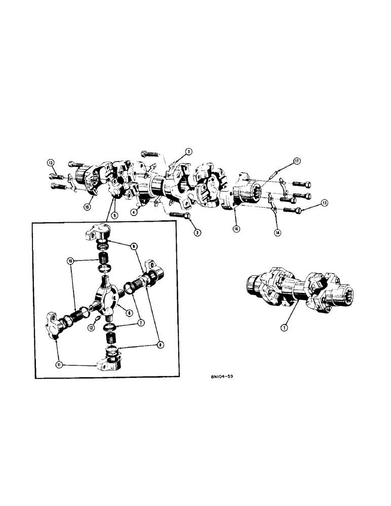 Схема запчастей Case 400 - (136[1]) - DRIVESHAFT AND UNIVERSAL JOINTS (03) - TRANSMISSION