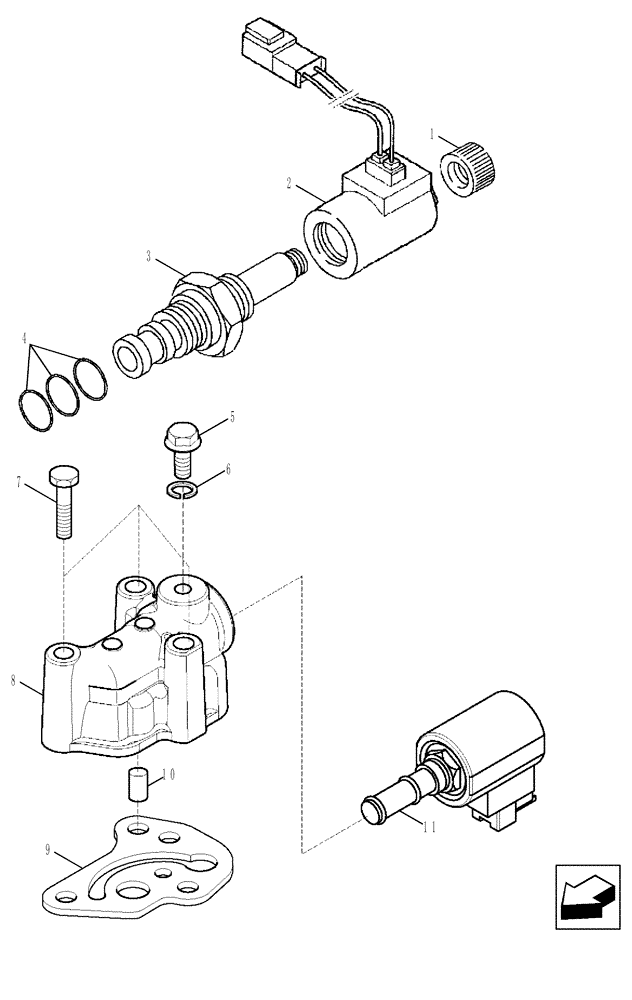 Схема запчастей Case 580SM - (21.134.05) - TRANSMISSION, 4WD (580SM/SM+) - VALVE, SOLENOID (21) - TRANSMISSION