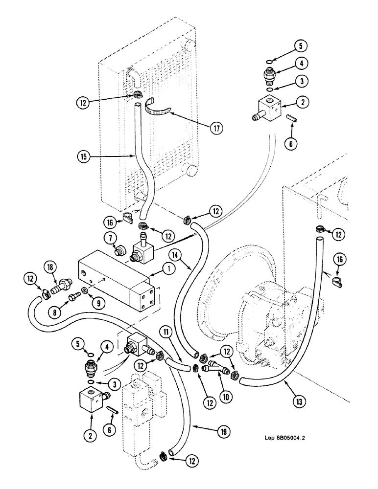 Схема запчастей Case 688C - (8B-22) - ENGINE MODULE HYD, CIRCUIT WITH THERMOSTATIC CONTROLLED VALVE (11103-) (07) - HYDRAULIC SYSTEM