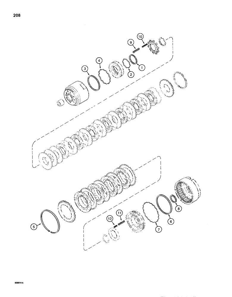 Схема запчастей Case 1150D - (208) - TRANSMISSION SERVICE KIT, CLUTCH REPAIR (06) - POWER TRAIN