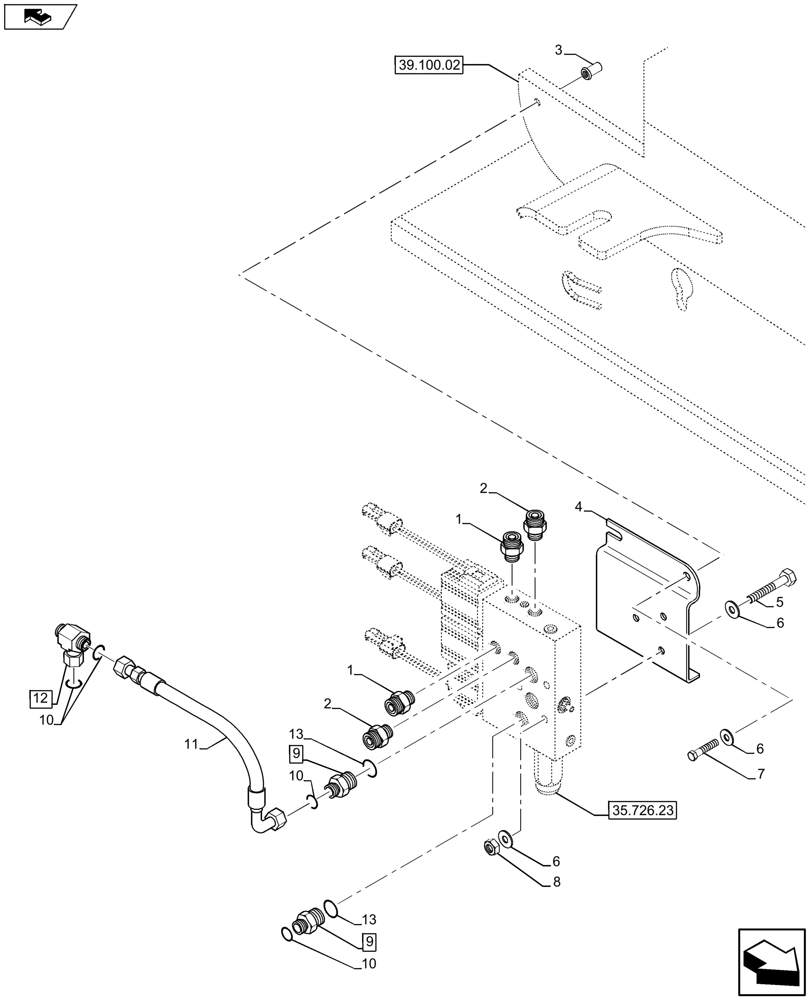 Схема запчастей Case 580SN WT - (35.726.22) - COUPLER VALVES FOR BHOE AND LDR COUPLER (35) - HYDRAULIC SYSTEMS