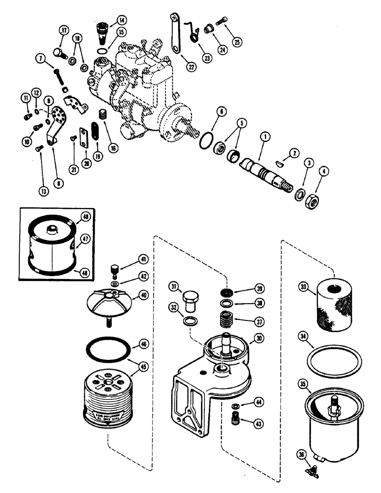 Схема запчастей Case 430CK - (046) - PARTS FOR INJECTION PUMP, (188) DIESEL ENGINE 