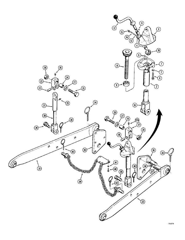 Схема запчастей Case 380CK - (182) - SELECTAMATIC HITCH, CATEGORY I LIFT RODS AND ARMS (09) - CHASSIS/ATTACHMENTS