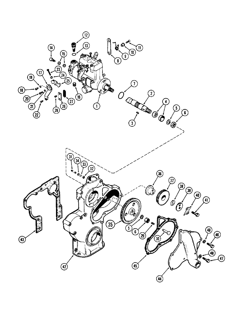 Схема запчастей Case 580 - (028) - FUEL INJECTION PUMP AND DRIVE, (188) DIESEL ENGINE (10) - ENGINE