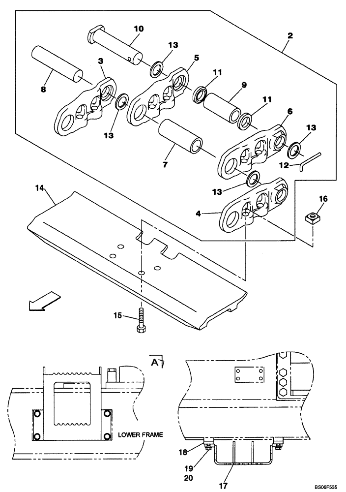 Схема запчастей Case CX460 - (05-07B) - TRACK CHAINS, 900 MM (35-1/2 IN) - FOOTSTEP, P.I.N. DAC0746134 - (RTC) (11) - TRACKS/STEERING