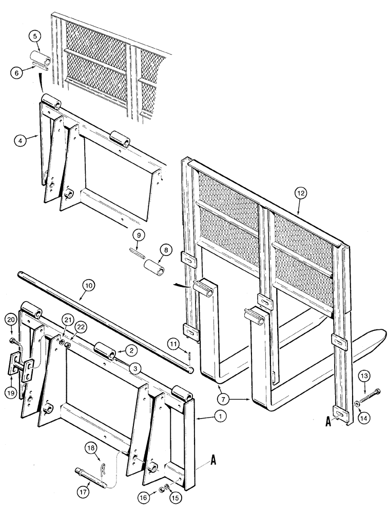 Схема запчастей Case 1835C - (9-30) - PALLET FORK , BRICK GUARD, AND LOADER ATTACHMENT BAR (09) - CHASSIS/ATTACHMENTS