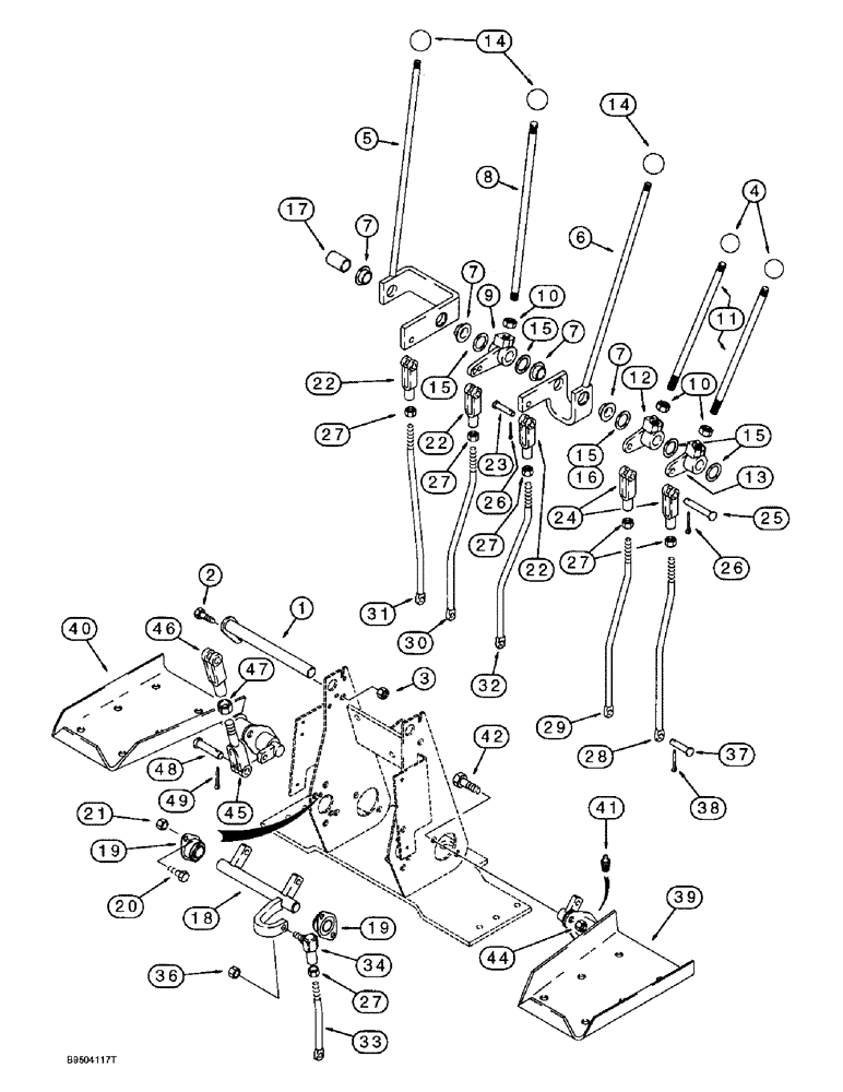 Схема запчастей Case 590L - (9-022) - BACKHOE CONTROLS WITH FOOT SWING, WITH NON-EXTENDABLE DIPPER (09) - CHASSIS/ATTACHMENTS