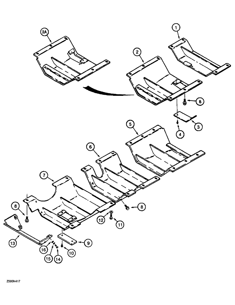 Схема запчастей Case 1150E - (9-040) - UNDERCARRIAGE GUARDS, DOZER AND DRAWBAR MODELS (09) - CHASSIS/ATTACHMENTS