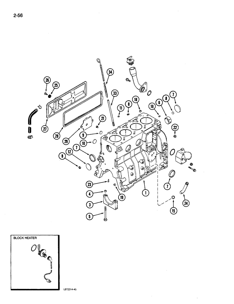 Схема запчастей Case 580K - (02-056) - CYLINDER BLOCK, 4T-390 ENGINE (02) - ENGINE