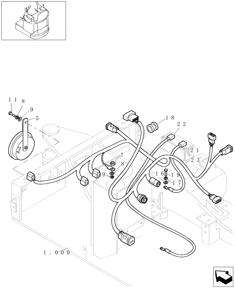 Схема запчастей Case CX16B - (1.220[08]) - ELECTRIC SYSTEM - HARNESS UPPER FRAME (55) - ELECTRICAL SYSTEMS