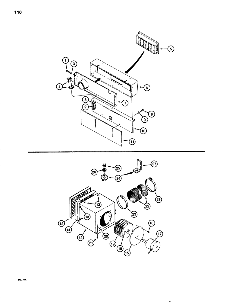 Схема запчастей Case 1080 - (110) - HEATER SHROUDING AND HEATER, HEATER SHROUDING (50) - CAB CLIMATE CONTROL