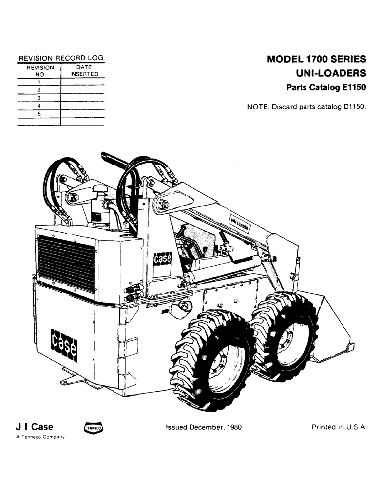 Схема запчастей Case 1700-SERIES - (001) - REVISION RECORD LOG (05) - SERVICE & MAINTENANCE