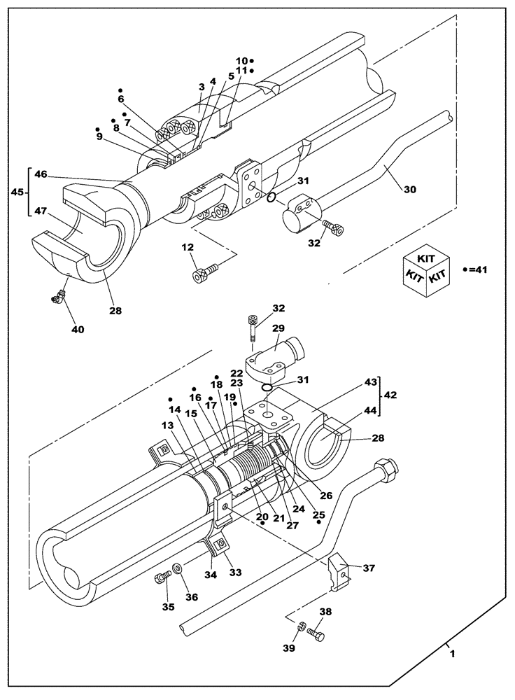 Схема запчастей Case CX250C - (08-074[00]) - DIPPER CYLINDER - WITHOUT SAFETY VALVE (08) - HYDRAULICS