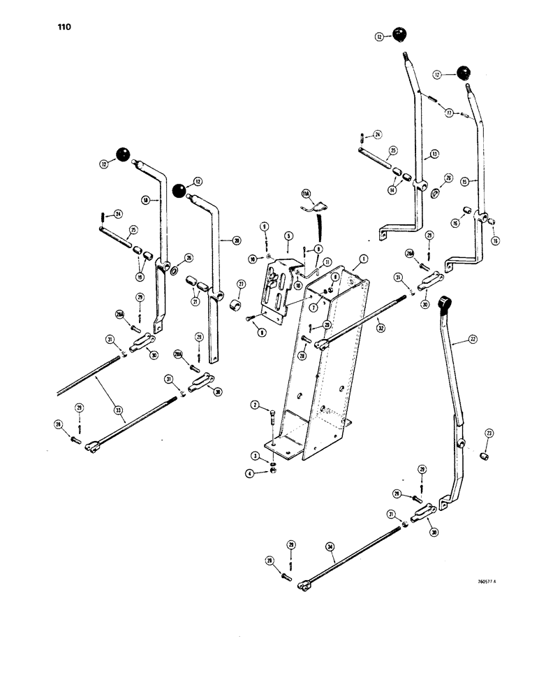 Схема запчастей Case 1450 - (110) - TRANSMISSION CONTROL TOWER AND LEVERS (06) - POWER TRAIN