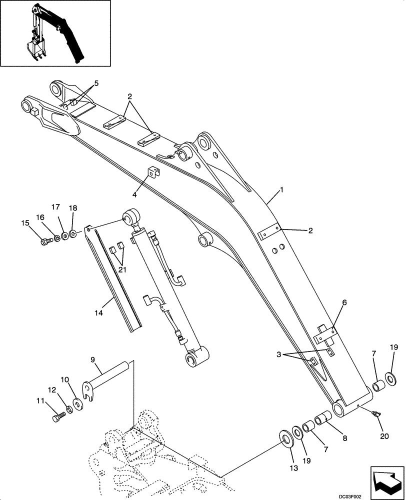 Схема запчастей Case CX31 - (09-50[00]) - BOOM (CX31 ASN PW10 - 22001) (09) - CHASSIS/ATTACHMENTS