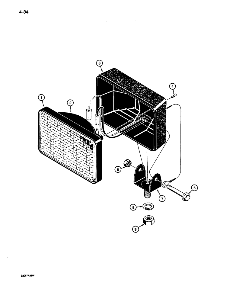 Схема запчастей Case 1187C - (4-34) - WORK LAMP (04) - ELECTRICAL SYSTEMS