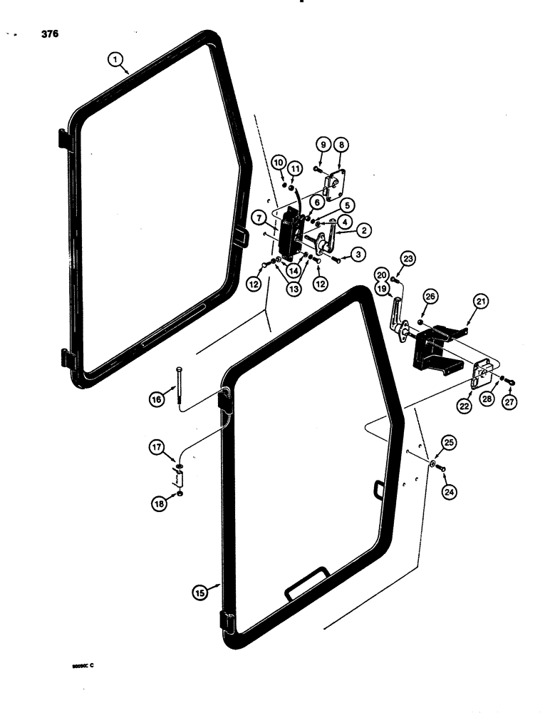 Схема запчастей Case 780B - (376) - CAB SIDE WINDOWS (09) - CHASSIS/ATTACHMENTS