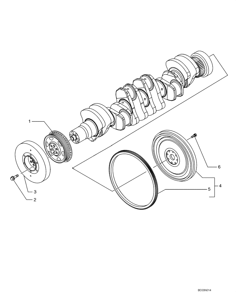 Схема запчастей Case 845B - (02-12[02]) - PULLEY AND FLYWHEEL (02) - ENGINE