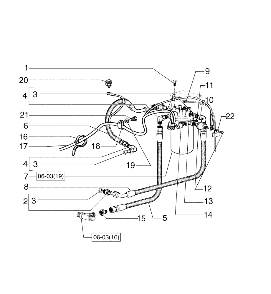 Схема запчастей Case 885B - (06-03[18]) - TRANSMISSION FILTER LINES (06) - POWER TRAIN