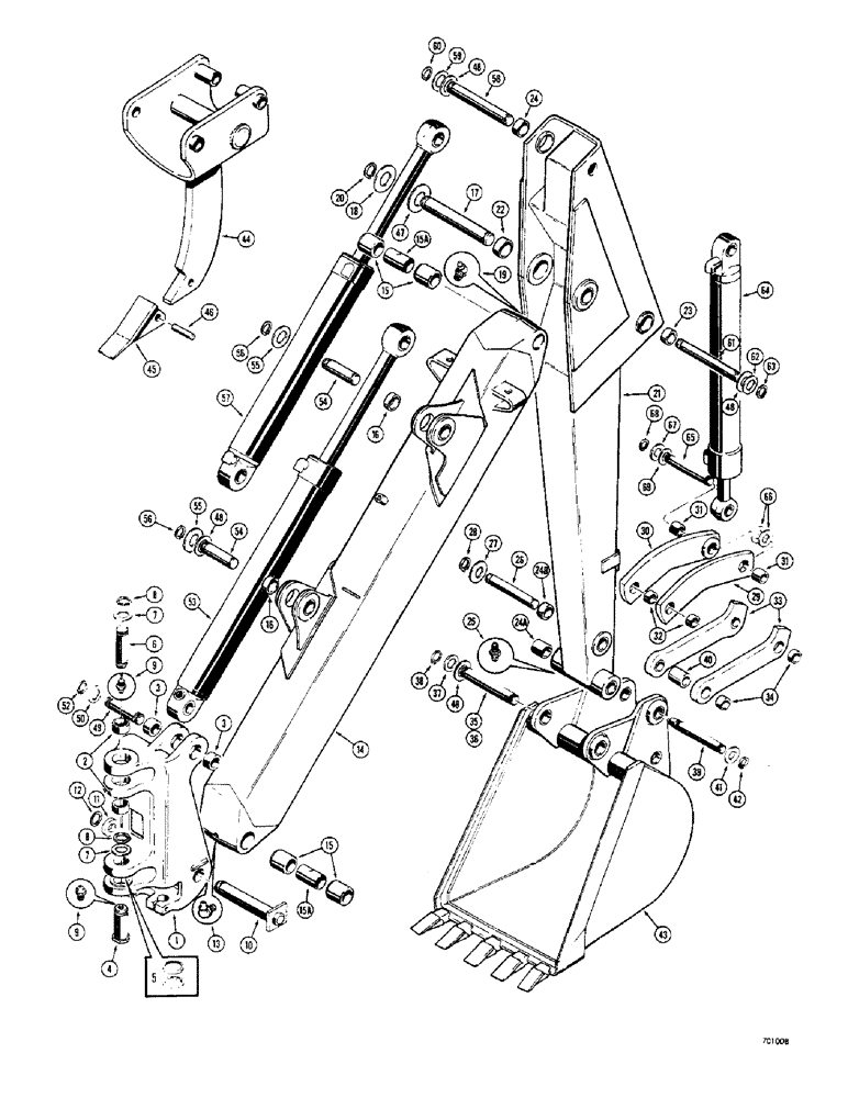 Схема запчастей Case 33S - (078) - TOWER, BOOM, DIPPER ARM AND BUCKET, BOOM AND DIPPER ARM WITH FABRICATED CYL. ANCHORS 