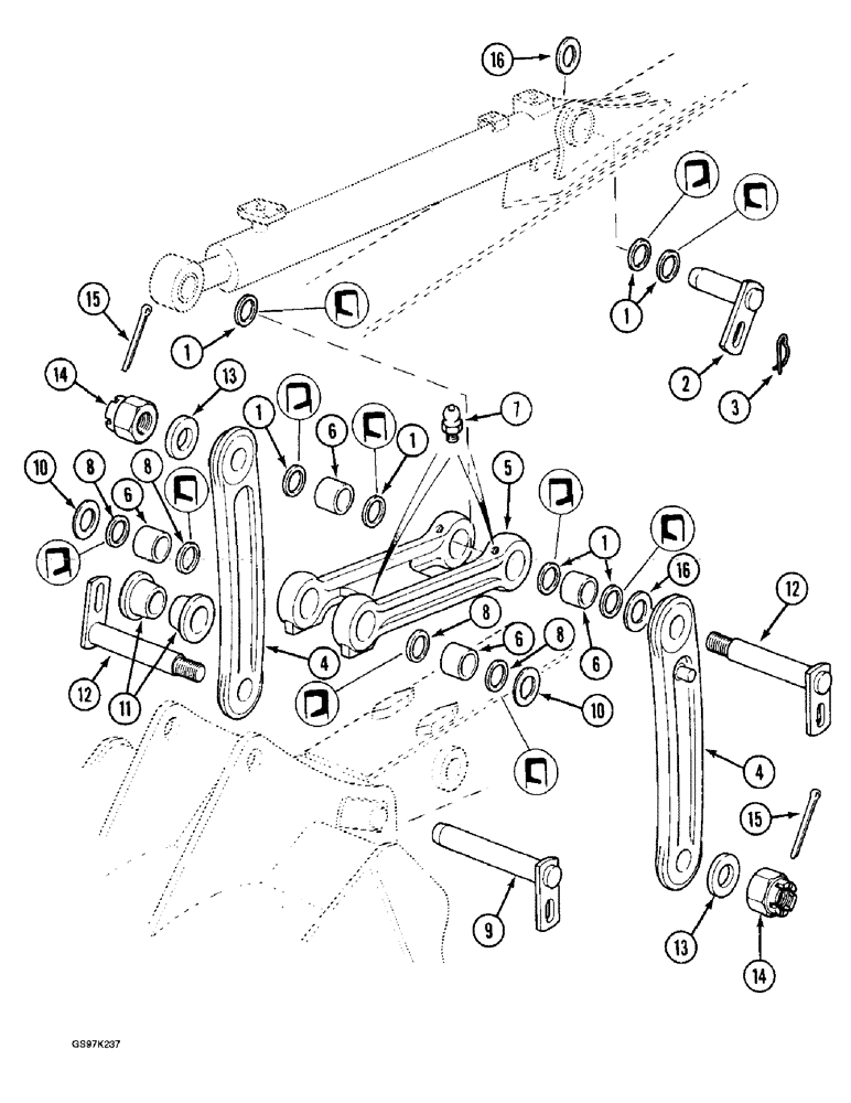 Схема запчастей Case 888 - (9F-08) - TOOL CYLINDER LINKS (09) - CHASSIS